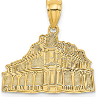 14K Yellow Gold Queen Victoria Cape May NJ Themed Pendant Charm - Textured Design by Oro Pregiato