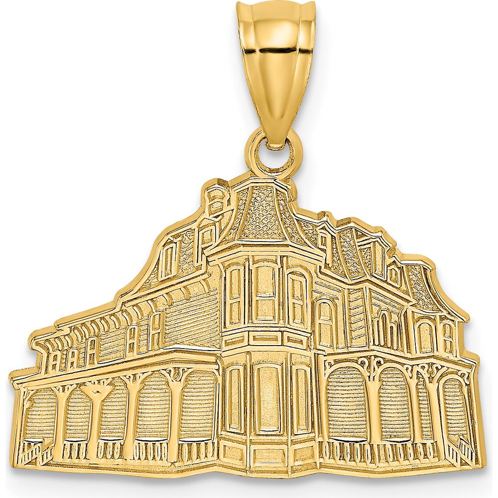14K Yellow Gold Queen Victoria Cape May NJ Themed Pendant Charm - Textured Design by Oro Pregiato