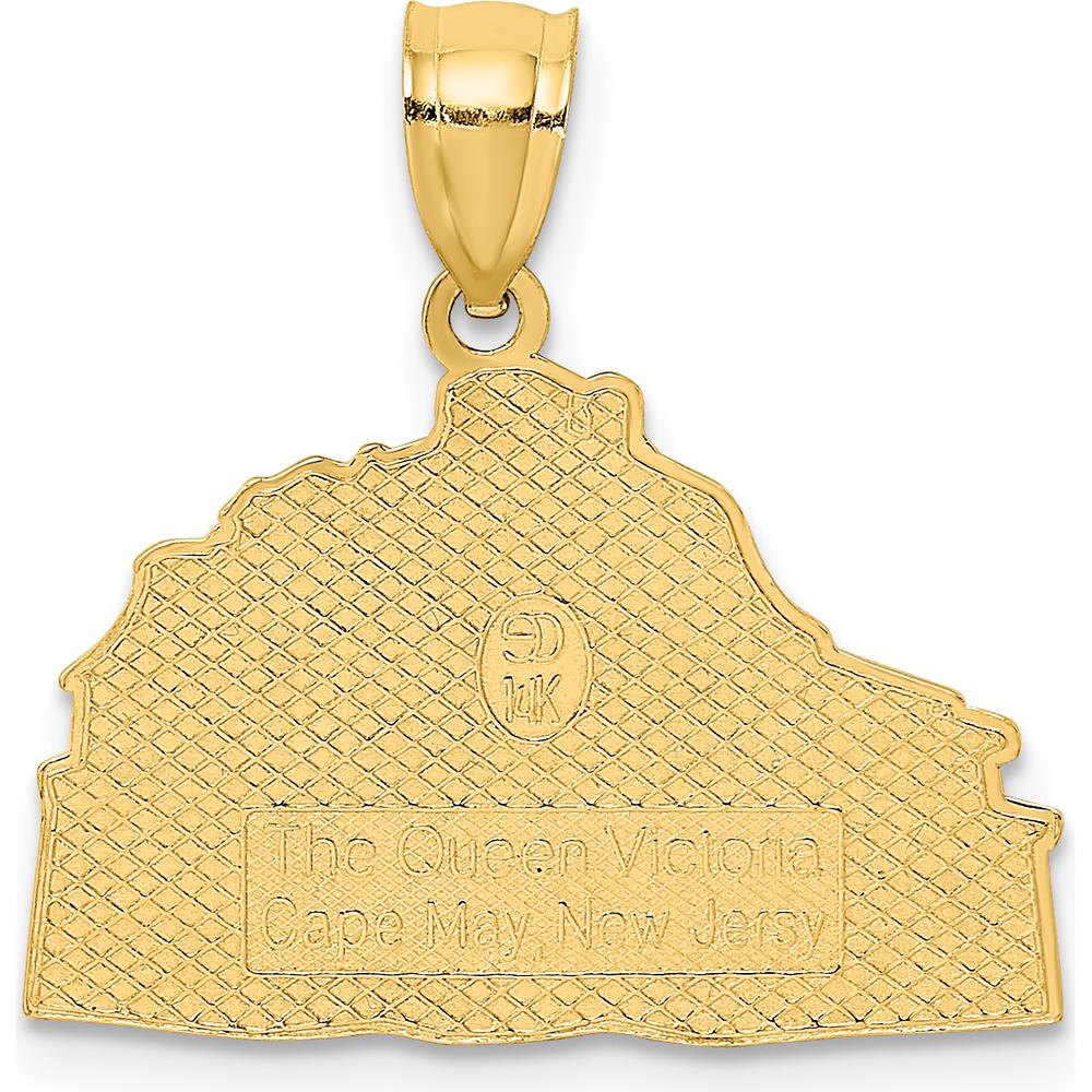 14K Yellow Gold Queen Victoria Cape May NJ Themed Pendant Charm - Textured Design by Oro Pregiato