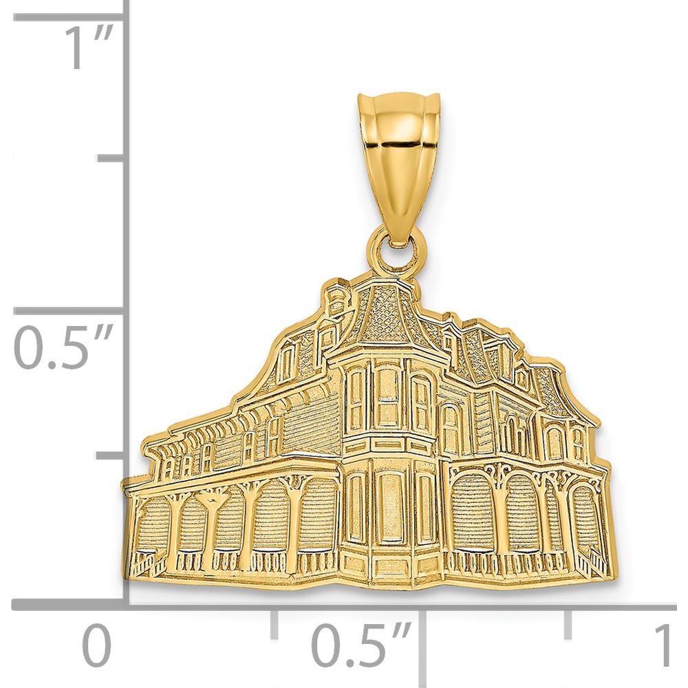 14K Yellow Gold Queen Victoria Cape May NJ Themed Pendant Charm - Textured Design by Oro Pregiato