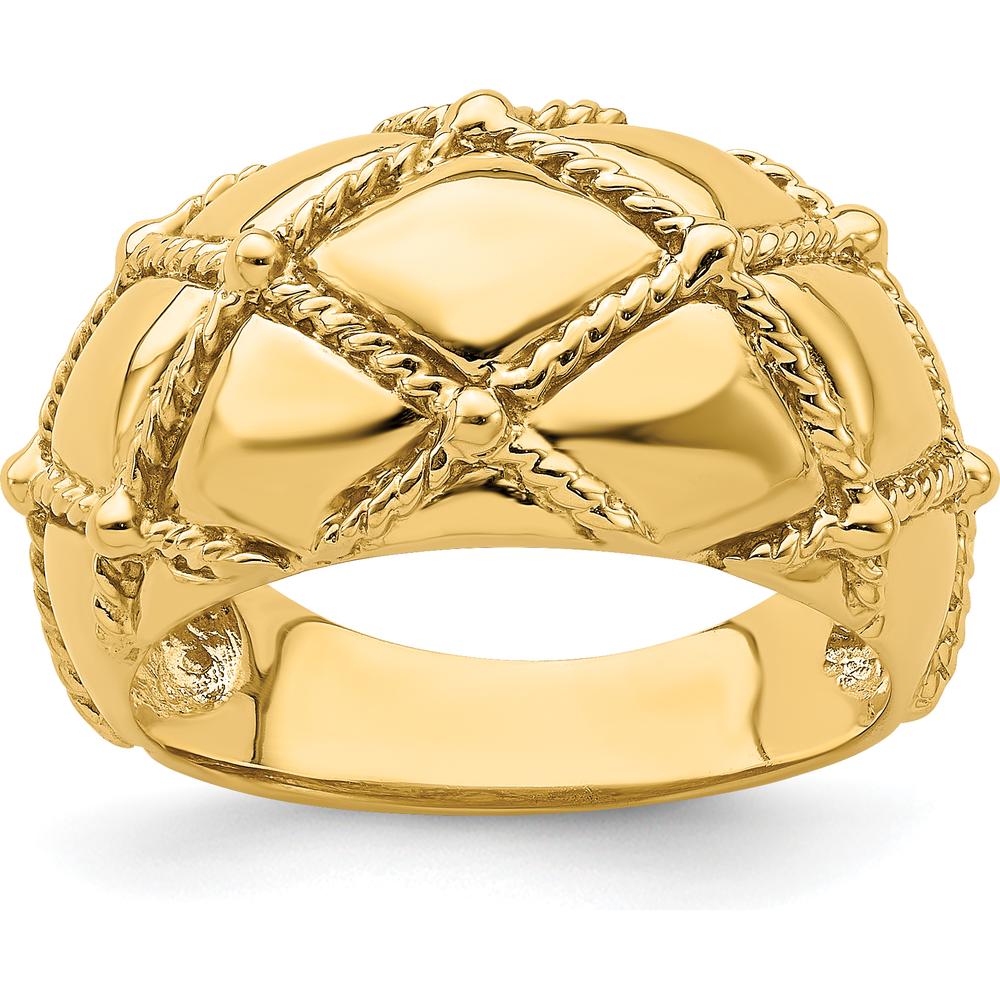 14K Yellow Gold Quilted Rope Domed Fashion Ring by 0