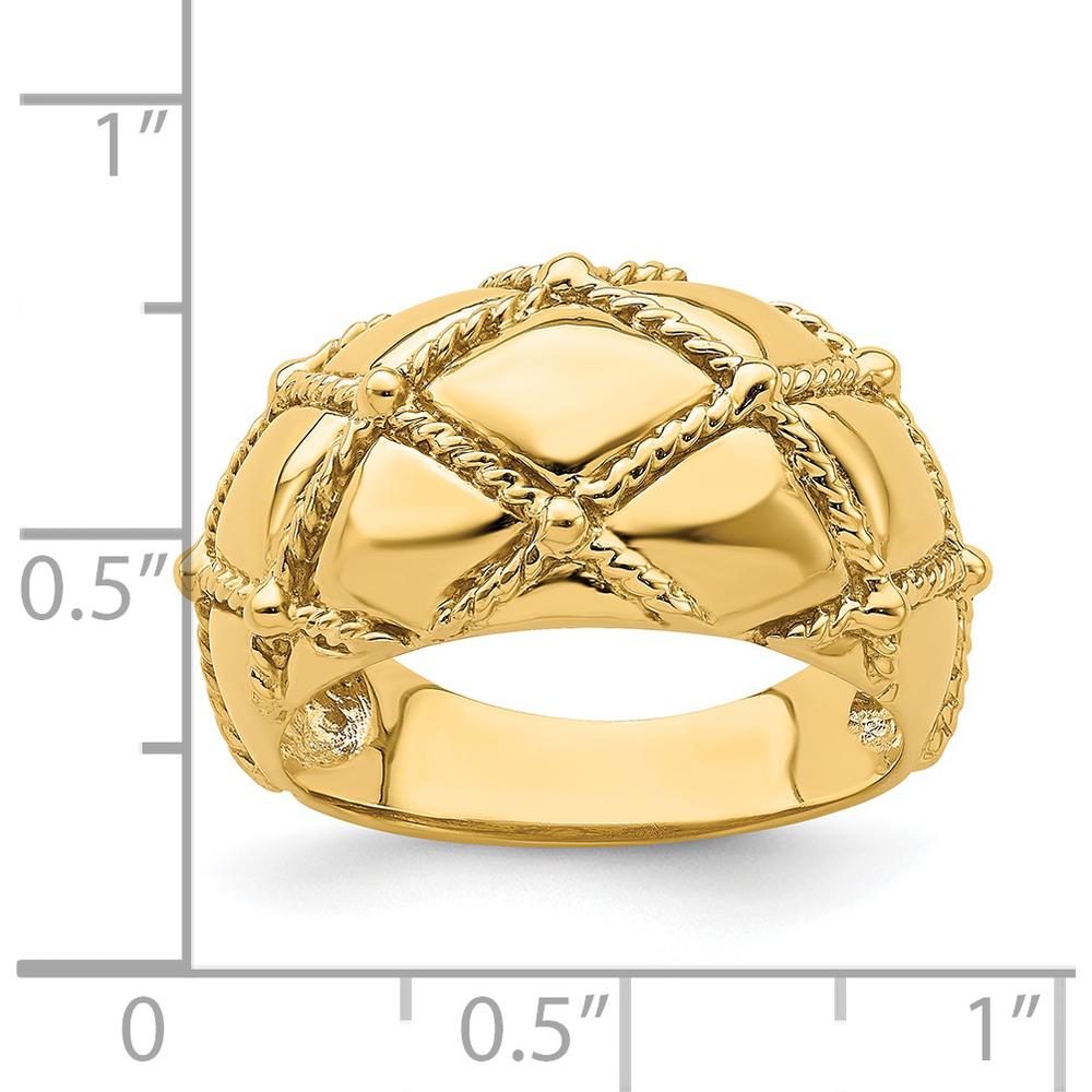 14K Yellow Gold Quilted Rope Domed Fashion Ring by 0