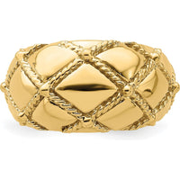 14K Yellow Gold Quilted Rope Domed Fashion Ring by 0