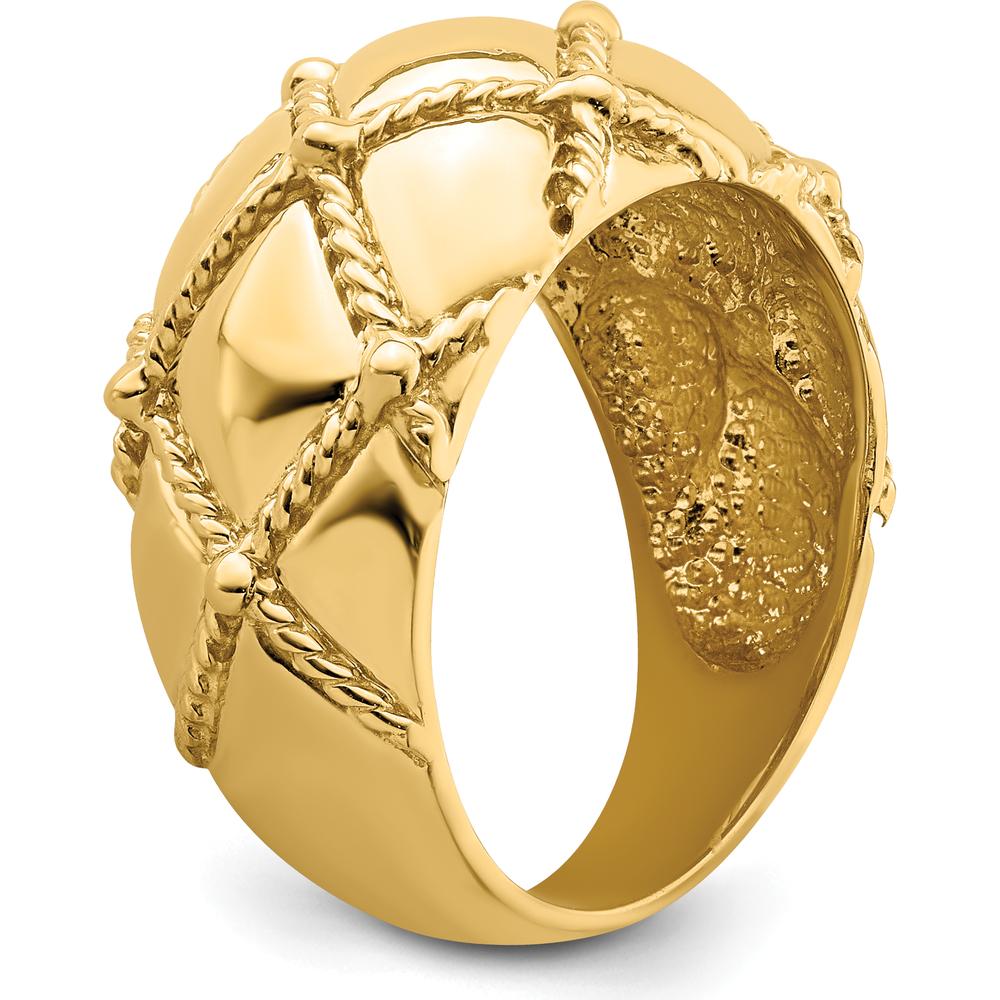 14K Yellow Gold Quilted Rope Domed Fashion Ring by 0