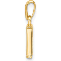 14K Yellow Gold "R" Diamond Initial Pendant with Rhodium Accents - 0.02 Carat Total Diamond Weight by Oro Pregiato