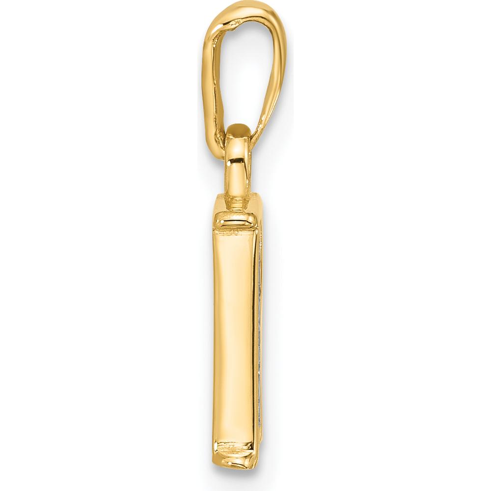 14K Yellow Gold "R" Diamond Initial Pendant with Rhodium Accents - 0.02 Carat Total Diamond Weight by Oro Pregiato