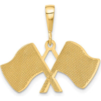 14K Yellow Gold Racing Flags Pendant with Textured Finish - 25mm Length by Oro Pregiato