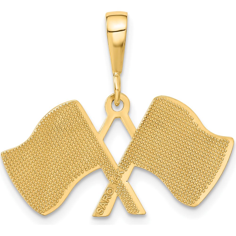 14K Yellow Gold Racing Flags Pendant with Textured Finish - 25mm Length by Oro Pregiato