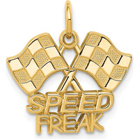 14K Yellow Gold Racing Flags SPEED FREAK Charm - Polished Textured Finish by Oro Pregiato