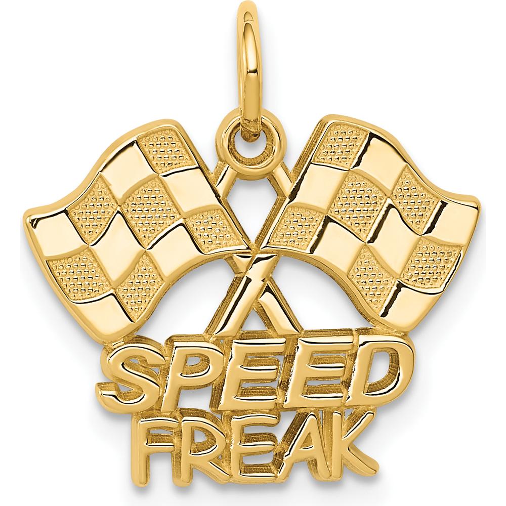 14K Yellow Gold Racing Flags SPEED FREAK Charm - Polished Textured Finish by Oro Pregiato