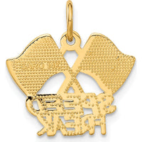 14K Yellow Gold Racing Flags SPEED FREAK Charm - Polished Textured Finish by Oro Pregiato