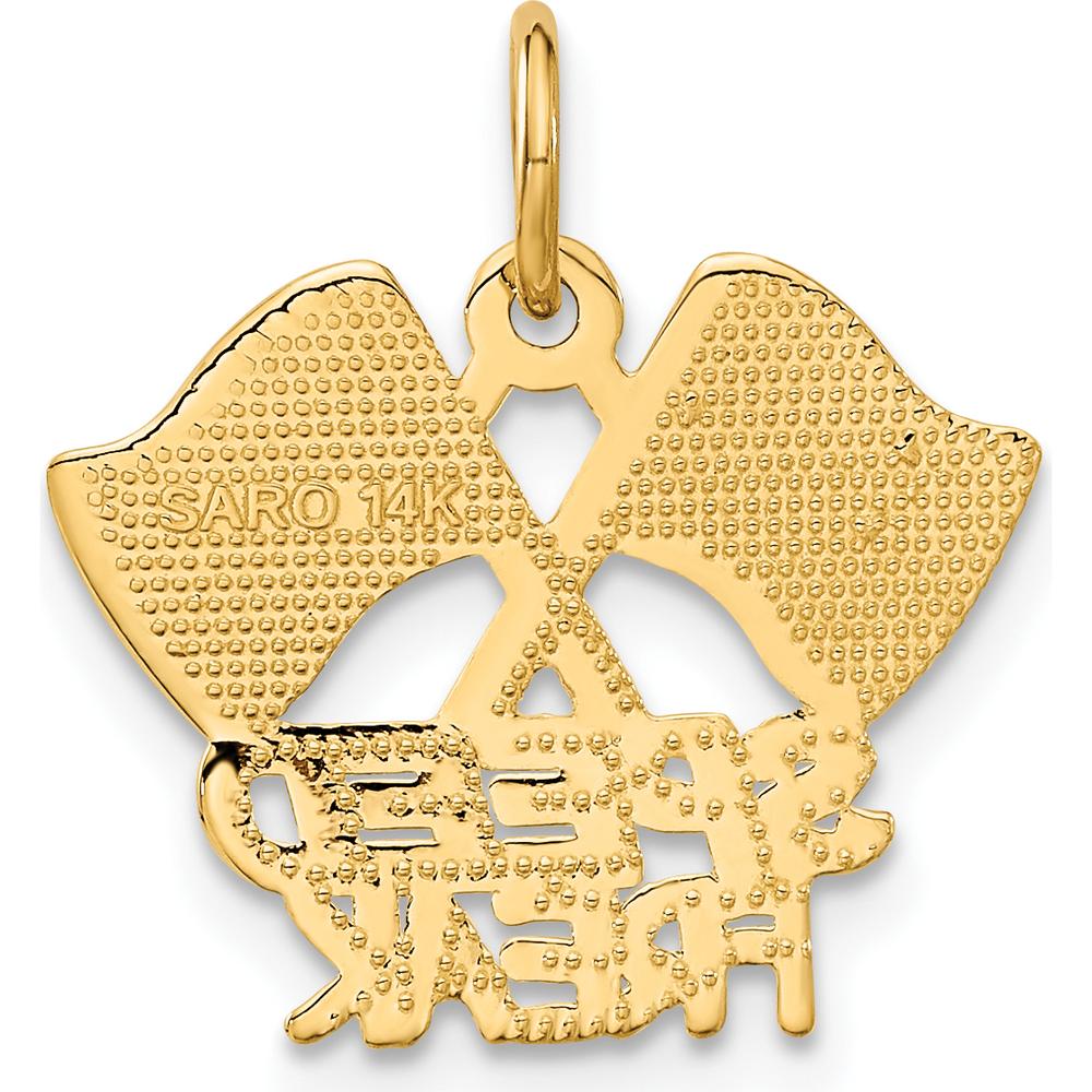 14K Yellow Gold Racing Flags SPEED FREAK Charm - Polished Textured Finish by Oro Pregiato