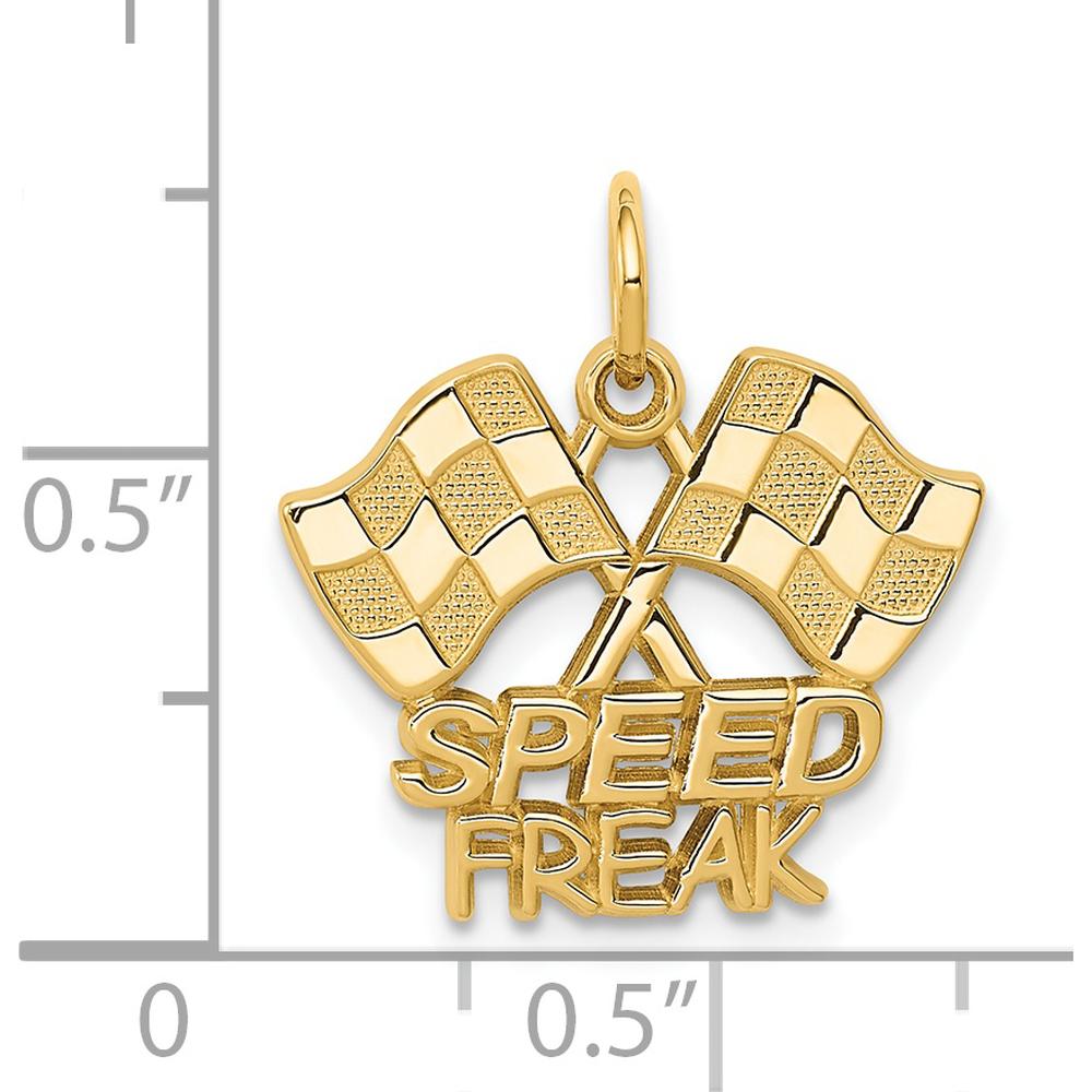 14K Yellow Gold Racing Flags SPEED FREAK Charm - Polished Textured Finish by Oro Pregiato