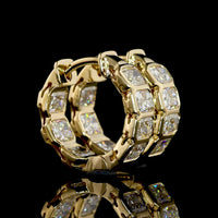 14K Yellow Gold Radiant Cut Bezel Set Lab Diamond Huggie Earrings - 3.08 Carats Total Diamond Weight - Covaloro Fine Jewelry