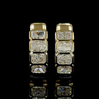 14K Yellow Gold Radiant Cut Bezel Set Lab Diamond Huggie Earrings - 3.08 Carats Total Diamond Weight - Covaloro Fine Jewelry