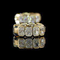14K Yellow Gold Radiant Cut Bezel Set Lab Diamond Huggie Earrings - 3.08 Carats Total Diamond Weight - Covaloro Fine Jewelry