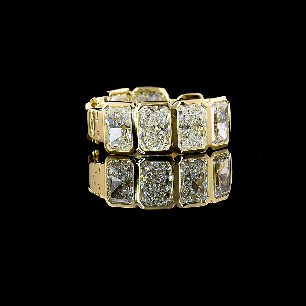 14K Yellow Gold Radiant Cut Bezel Set Lab Diamond Huggie Earrings - 3.17 Carat Total Diamond Weight, E-F Color VS2 Clarity - Covaloro Fine Jewelry