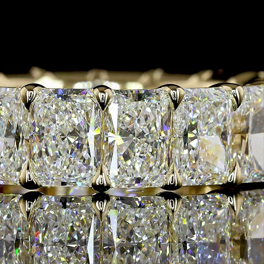 14K Yellow Gold Radiant Cut Eternity Band with Prong Set Lab Diamonds - 6.67 Carat Total Weight, E-F Color VS1 Clarity - Covaloro Fine Jewelry