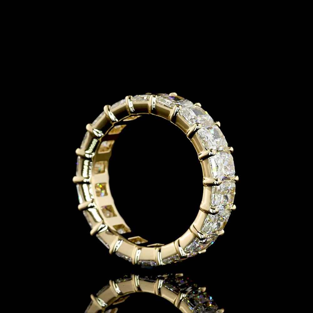 14K Yellow Gold Radiant Cut Eternity Band with Prong Set Lab Diamonds - 6.67 Carat Total Weight, E-F Color VS1 Clarity - Covaloro Fine Jewelry
