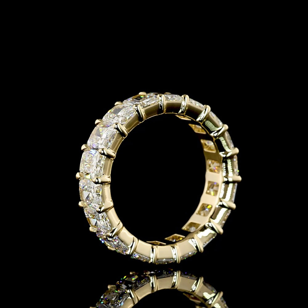 14K Yellow Gold Radiant Cut Eternity Band with Prong Set Lab Diamonds - 6.67 Carat Total Weight, E-F Color VS1 Clarity - Covaloro Fine Jewelry