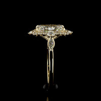 14K Yellow Gold Radiant Cut Halo Ring with Lab Diamonds - 5.42 Carat Total Diamond Weight, Center 4.09 Carat E VVS2 IGI Certified - Covaloro Fine Jewelry