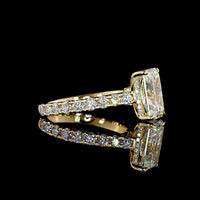 14K Yellow Gold Radiant Cut Hidden Halo Engagement Ring with Lab Diamonds - 4.18 Carats Total Diamond Weight - Covaloro Fine Jewelry