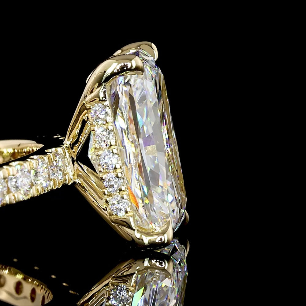 14K Yellow Gold Radiant Cut Hidden Halo Ring with 2.11 Carat Lab Diamond Center and 0.33 Carat Brilliant Cut Side Diamonds - 2.44 Carat Total Diamond Weight, GIA Certified - Covaloro Fine Jewelry