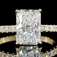 14K Yellow Gold Radiant Cut Hidden Halo Ring with 2.11 Carat Lab Diamond Center and 0.33 Carat Brilliant Cut Side Diamonds - 2.44 Carat Total Diamond Weight, GIA Certified - Covaloro Fine Jewelry