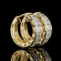 14K Yellow Gold Radiant Cut Huggie Earrings with Half Bezel Set Lab Diamonds - 2.10 Carat Total Weight - Covaloro Fine Jewelry