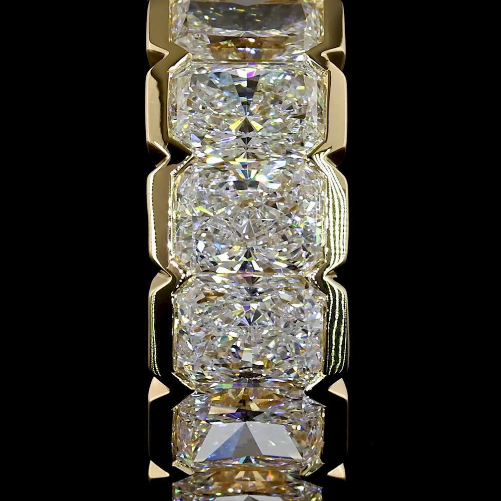 14K Yellow Gold Radiant Cut Huggie Earrings with Half Bezel Set Lab Diamonds - 2.10 Carat Total Weight - Covaloro Fine Jewelry