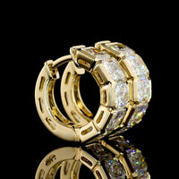 14K Yellow Gold Radiant Cut Huggie Earrings with Half Bezel Set Lab Grown Diamonds - 4.03 Carats Total Diamond Weight - Covaloro Fine Jewelry
