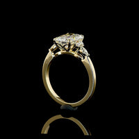 14K Yellow Gold Radiant Cut Lab Diamond Engagement Ring with Marquise and Round Diamond Cluster Side Stones - 2.76 Carat Total Diamond Weight - Covaloro Fine Jewelry
