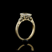 14K Yellow Gold Radiant Cut Lab Diamond Engagement Ring with Marquise and Round Diamond Cluster Side Stones - 2.76 Carat Total Diamond Weight - Covaloro Fine Jewelry