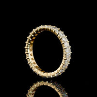 14K Yellow Gold Radiant Cut Lab Diamond Eternity Band with North-South Prong Setting - 2.13 Carats Total Diamond Weight, E-F Color VS1 Clarity - Covaloro Fine Jewelry
