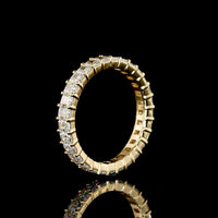 14K Yellow Gold Radiant Cut Lab Diamond Eternity Band with North-South Prong Setting - 2.13 Carats Total Diamond Weight, E-F Color VS1 Clarity - Covaloro Fine Jewelry