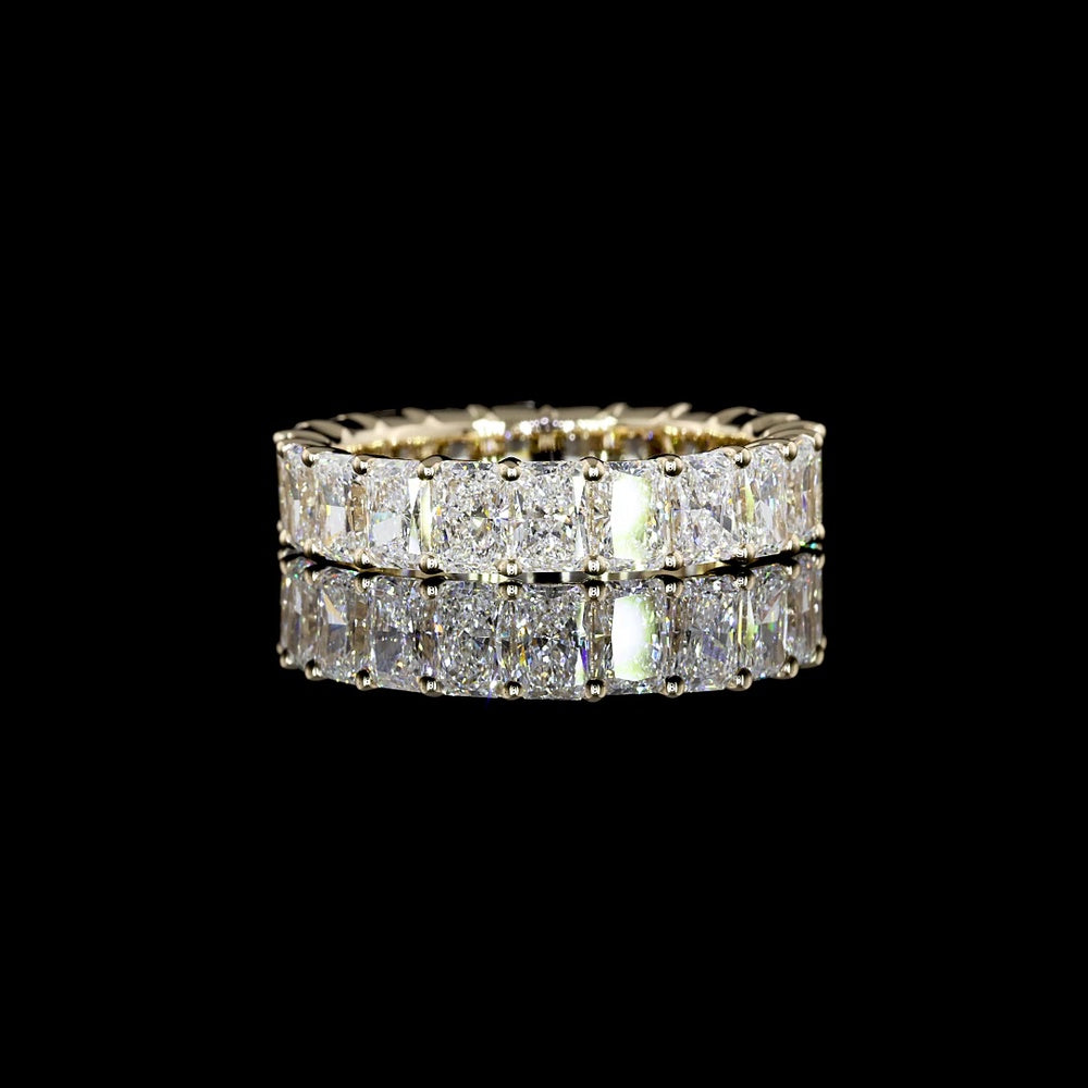 14K Yellow Gold Radiant Cut Lab Diamond Eternity Band with Prong Setting - 3.99 Carat Total Diamond Weight, E-F VS Clarity - Covaloro Fine Jewelry