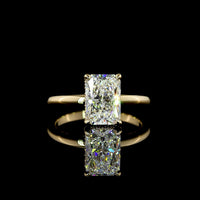 14K Yellow Gold Radiant Cut Lab Diamond Hidden Halo Ring - 2.01 Carat Center with 0.10 Carat Accent Diamonds - IGI Certified E VVS2 - Covaloro Fine Jewelry
