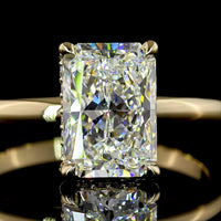 14K Yellow Gold Radiant Cut Lab Diamond Hidden Halo Ring - 2.01 Carat Center with 0.10 Carat Accent Diamonds - IGI Certified E VVS2 - Covaloro Fine Jewelry