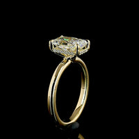 14K Yellow Gold Radiant Cut Lab Diamond Hidden Halo Ring - 2.01 Carat Center with 0.10 Carat Accent Diamonds - IGI Certified E VVS2 - Covaloro Fine Jewelry