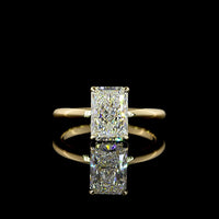 14K Yellow Gold Radiant Cut Lab Diamond Hidden Halo Ring with IGI Certified E VVS2 Center - 2.17 Carat Total Diamond Weight - Covaloro Fine Jewelry
