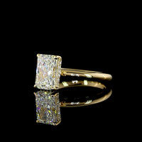 14K Yellow Gold Radiant Cut Lab Diamond Hidden Halo Ring with IGI Certified E VVS2 Center - 2.17 Carat Total Diamond Weight - Covaloro Fine Jewelry