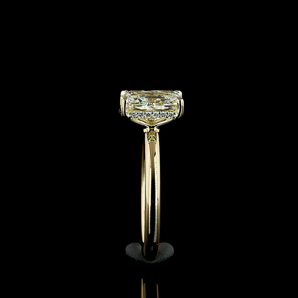 14K Yellow Gold Radiant Cut Lab Diamond Hidden Halo Ring with IGI Certified E VVS2 Center - 2.17 Carat Total Diamond Weight - Covaloro Fine Jewelry