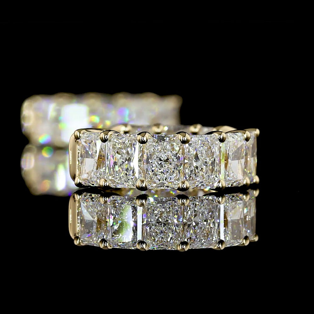 14K Yellow Gold Radiant Cut Lab Diamond Huggie Earrings - 2.99 Carats Total Diamond Weight, E-F Color, VS Clarity - Covaloro Fine Jewelry