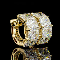 14K Yellow Gold Radiant Cut Lab Diamond Huggie Earrings - 6.03 Carat Total Weight, 8 Stones E-F Color VS Clarity - Covaloro Fine Jewelry