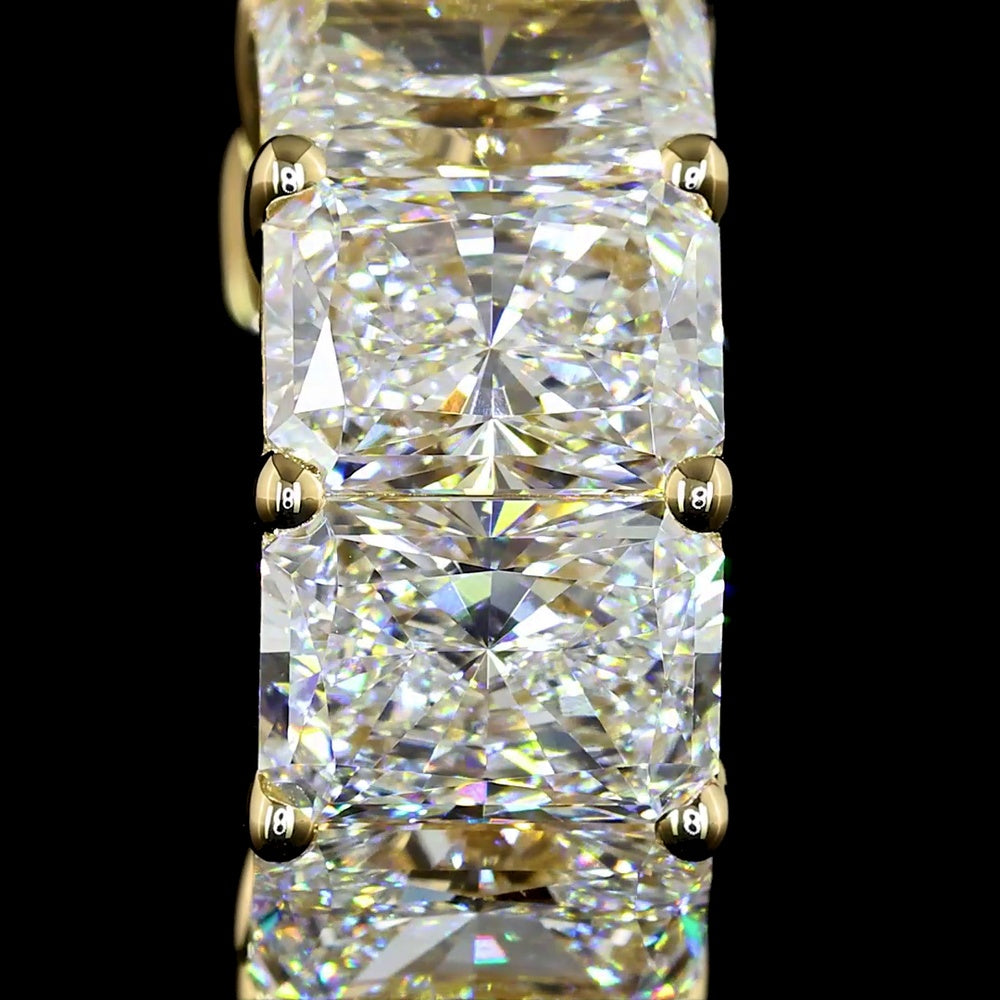 14K Yellow Gold Radiant Cut Lab Diamond Huggie Earrings - 6.03 Carat Total Weight, 8 Stones E-F Color VS Clarity - Covaloro Fine Jewelry