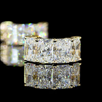 14K Yellow Gold Radiant Cut Lab Diamond Huggie Earrings - 6.03 Carat Total Weight, 8 Stones E-F Color VS Clarity - Covaloro Fine Jewelry