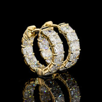 14K Yellow Gold Radiant Cut Lab Diamond Huggie Earrings - 6.68 Carat Total Weight, E-F VS2 Clarity - Covaloro Fine Jewelry
