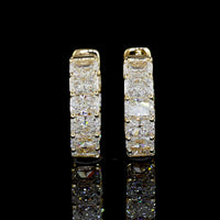 14K Yellow Gold Radiant Cut Lab Diamond Huggie Earrings - 6.68 Carat Total Weight, E-F VS2 Clarity - Covaloro Fine Jewelry