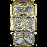 14K Yellow Gold Radiant Cut Lab Diamond Huggie Earrings with Half Bezel Setting - 5.20 Carats Total Diamond Weight - Covaloro Fine Jewelry