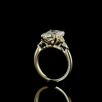 14K Yellow Gold Radiant Cut Lab Diamond Ring with Marquise and Round Accents - 4.82 Carat Total Diamond Weight - Covaloro Fine Jewelry